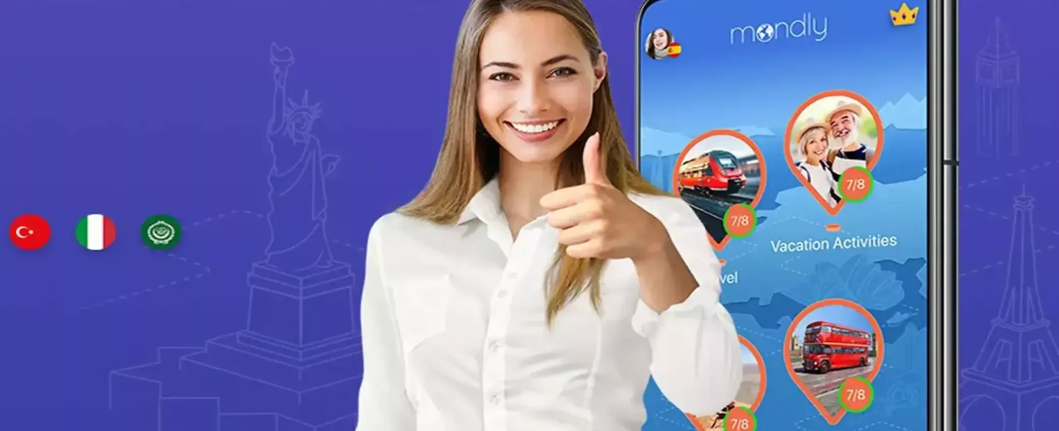 Approfitta dell'offerta del 96% di sconto su Mondly e ricevi due app GRATIS Approfitta dell'offerta del 96% di sconto su Mondly e ricevi due app GRATIS
