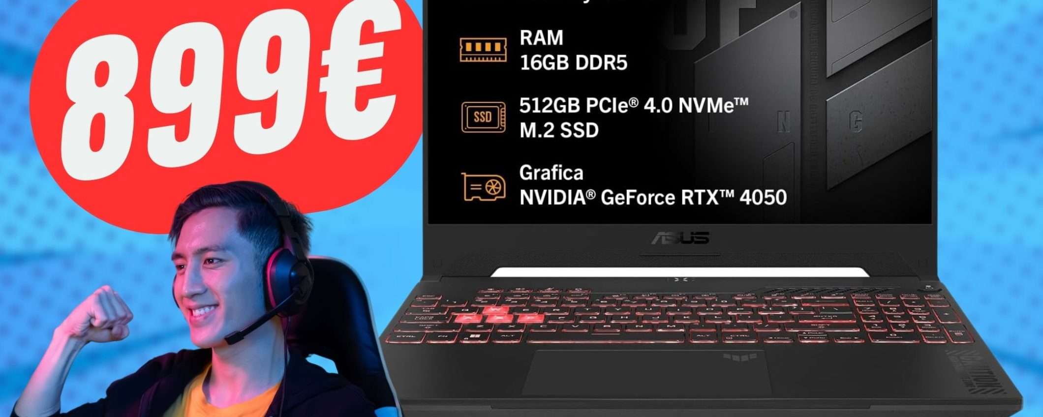 Il Portatile da GAMING di ASUS con GeForce RTX 4050 è scontato di ben 200€!