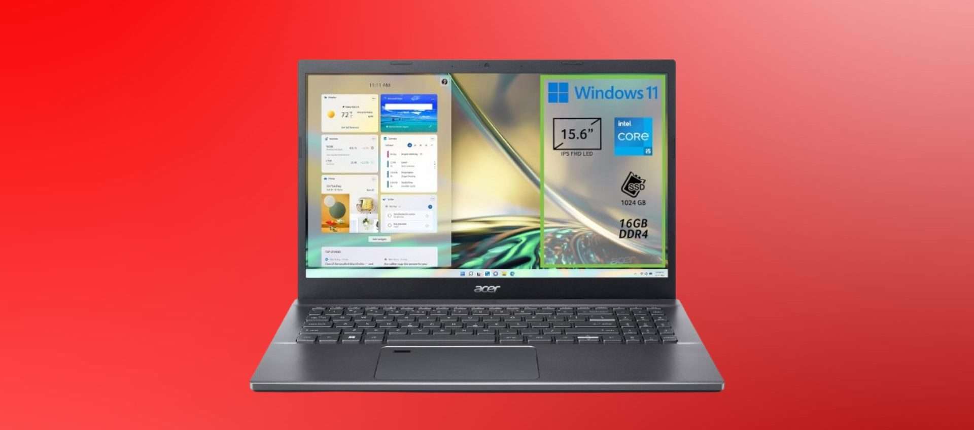 Acer Aspire 1, prezzo top su Amazon: Intel Core i5, 16GB di RAM e Wi-Fi 6