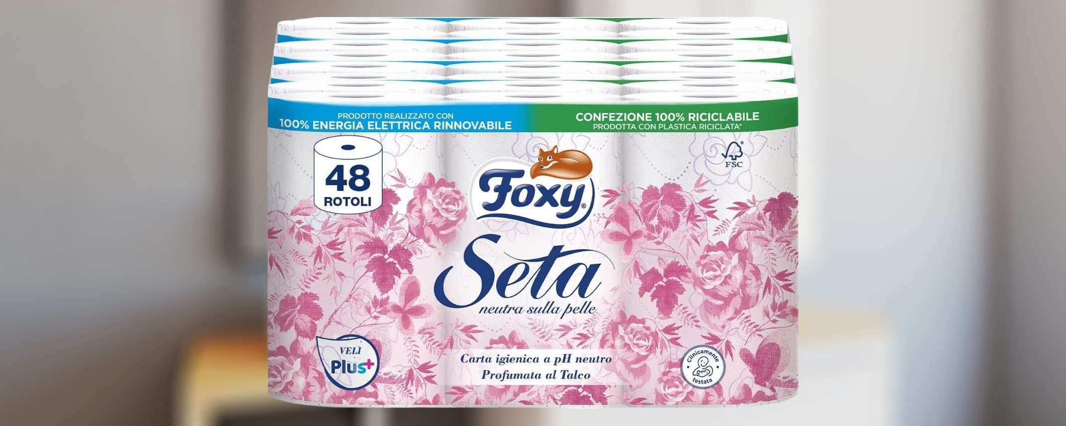 Carta igienica Foxy Seta: 200 strappi x 48 rotoli a PREZZO SCORTA