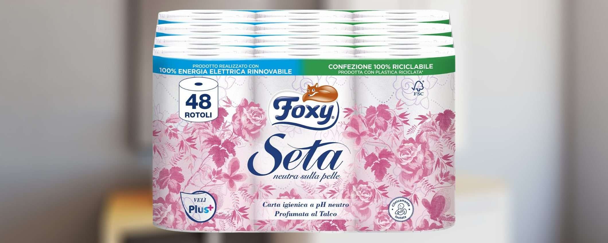 Carta igienica Foxy Seta: 200 strappi x 48 rotoli a PREZZO SCORTA Carta igienica Foxy Seta: 200 strappi x 48 rotoli a PREZZO SCORTA