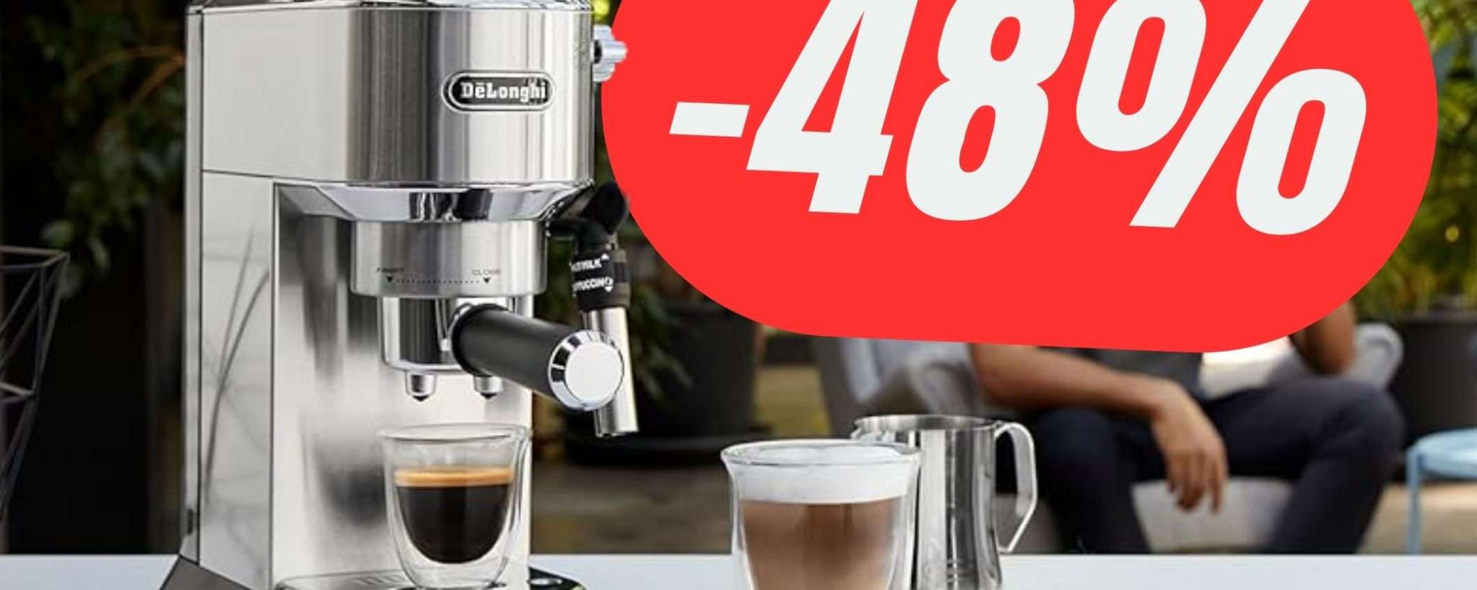 Caffè e Cappuccino ogni mattina con De'Longhi Dedica SCONTATA del -48%! Caffè e Cappuccino ogni mattina con De'Longhi Dedica SCONTATA del -48%!