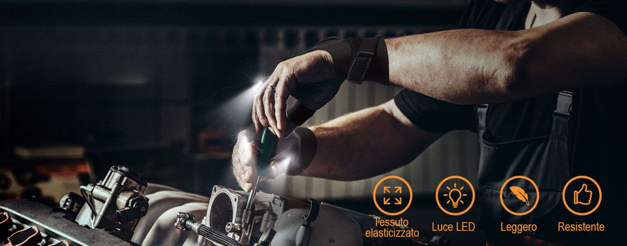 Guanti Con Luci LED MTOOLS Per Campeggio, Pesca, Outdoor - Taglia Unica