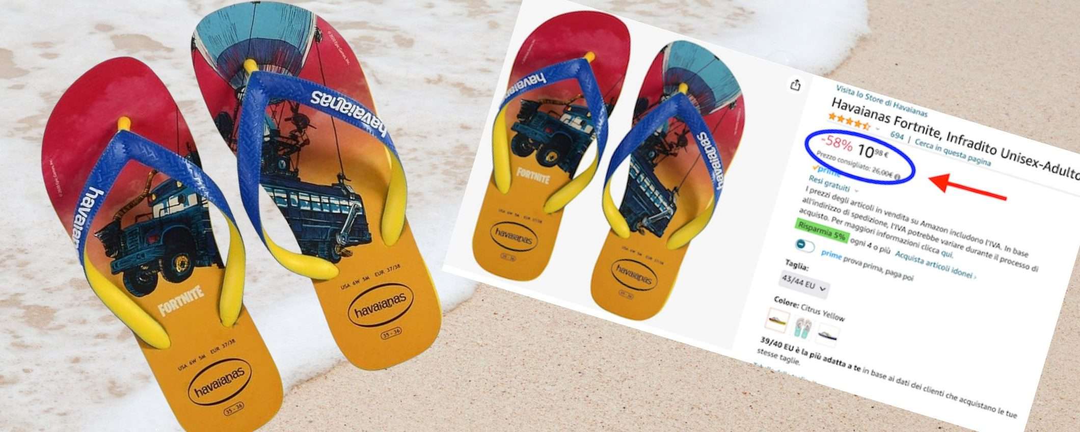 Infradito Havaianas da 10€ su Amazon: sconto fino al 58%, promo IMPREVISTA