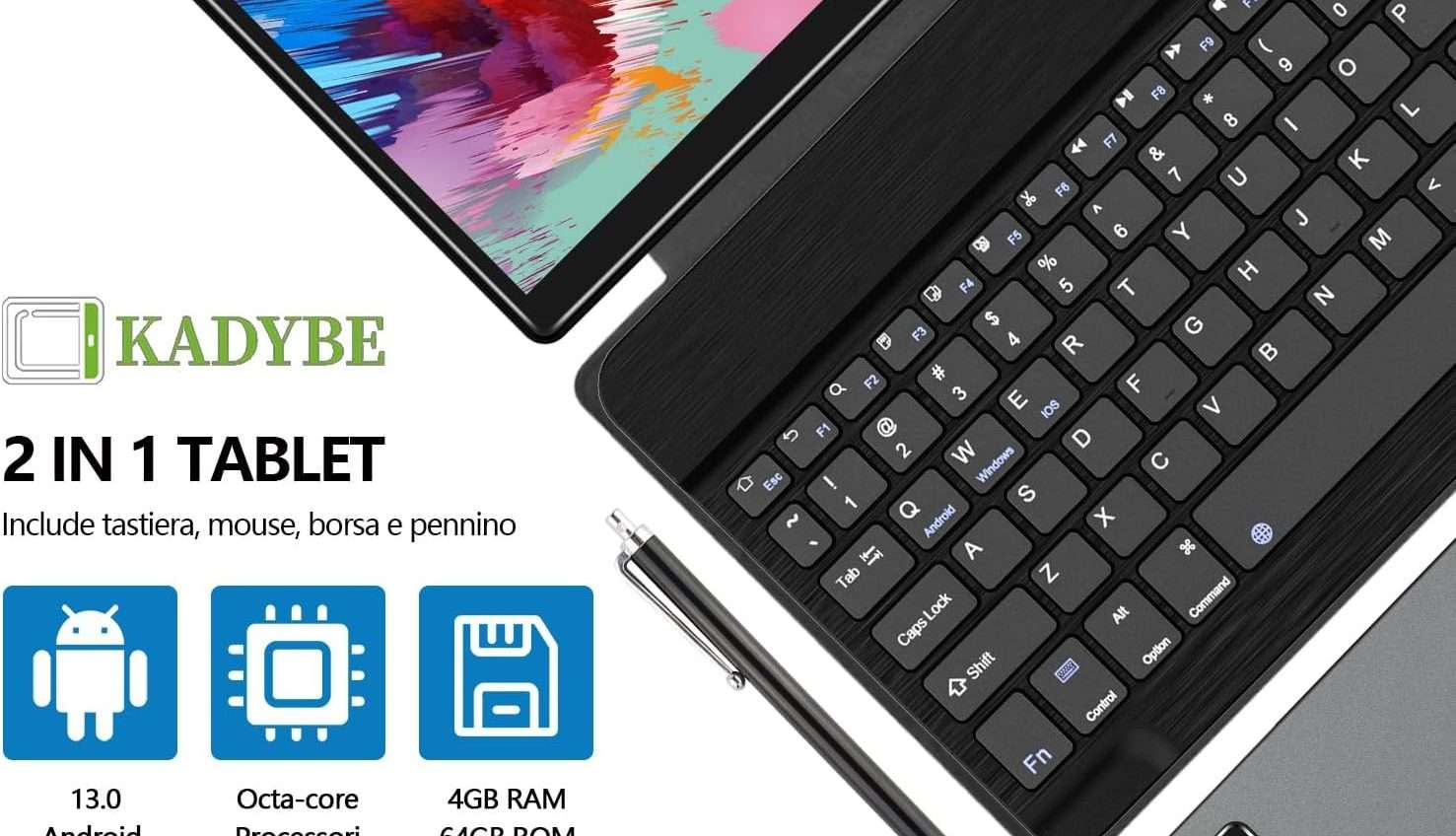 Tablet con Android 13 in offerta a 95,98€: mouse e tastiera sono in omaggio