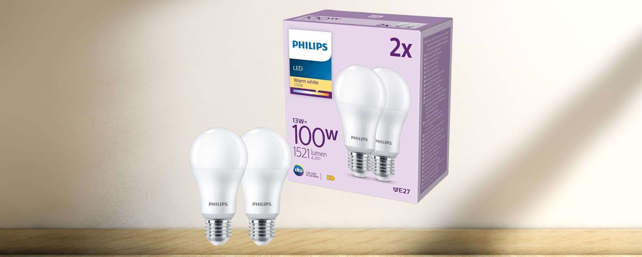 Lampadine LED Philips E27 a PREZZO SCORTA su Amazon (-22%)
