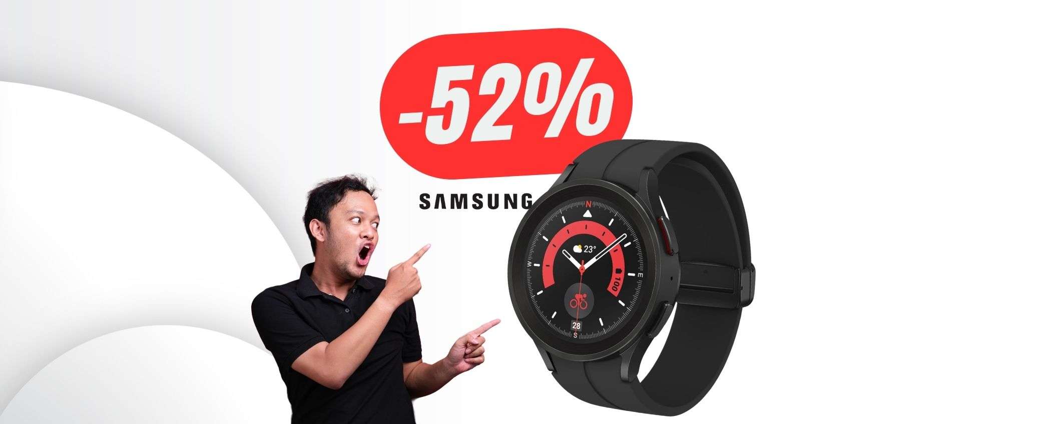 Samsung Galaxy Watch5 Pro al 52% in meno è lo smartwatch dei sogni! Samsung Galaxy Watch5 Pro al 52% in meno è lo smartwatch dei sogni!