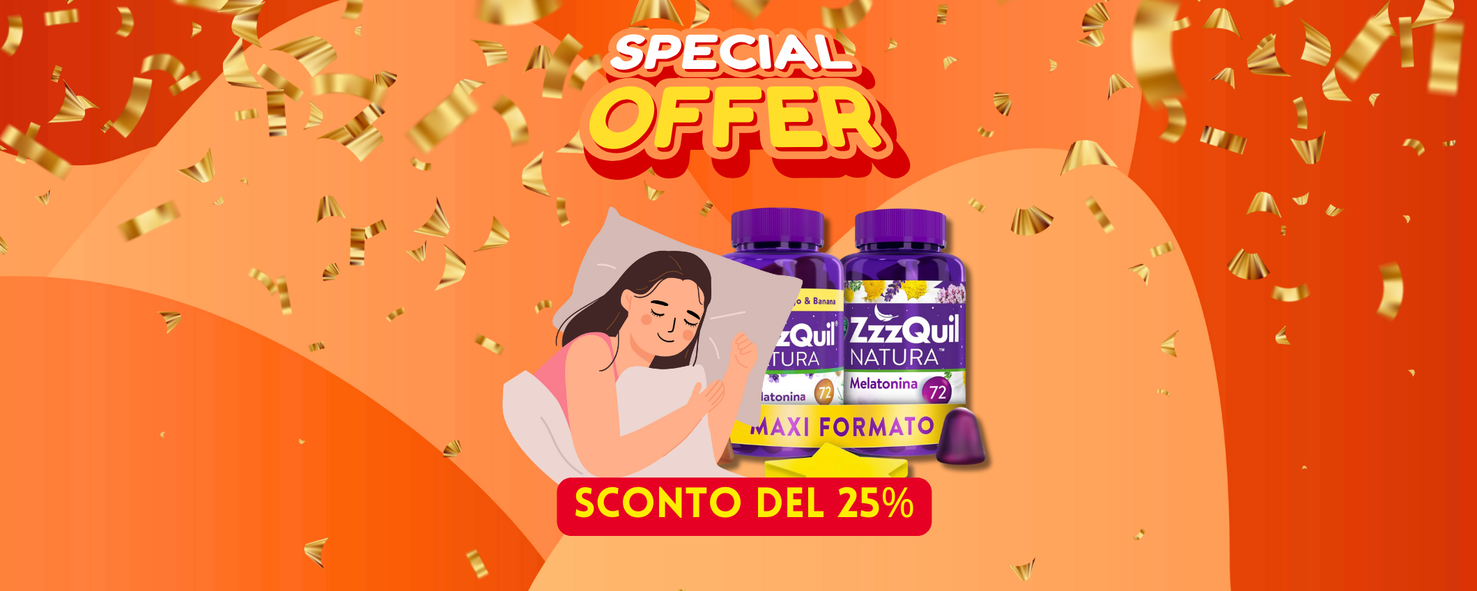 Troppo cibo e poco sonno? Acquista l'integratore ZzzQuil in sconto del 25%