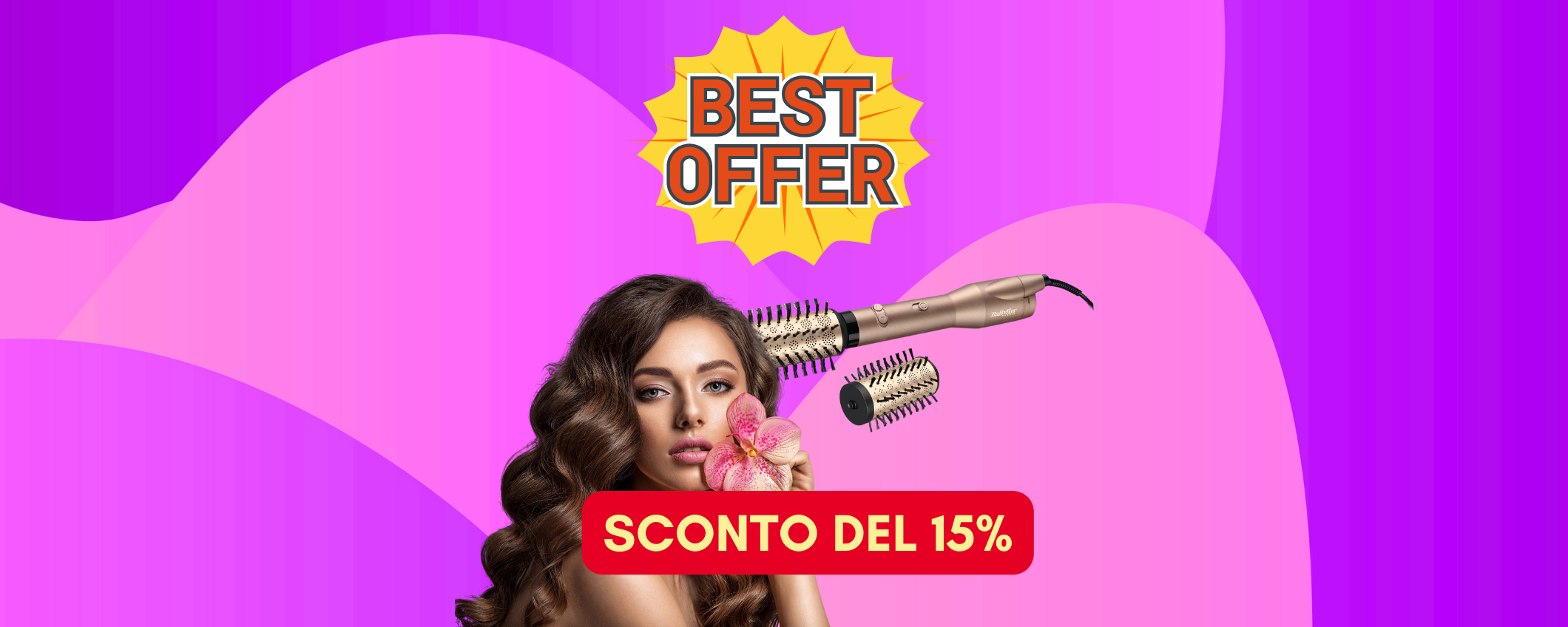 Ricci perfetti con la spazzola rotante BaByliss in sconto del 15% Ricci perfetti con la spazzola rotante BaByliss in sconto del 15%