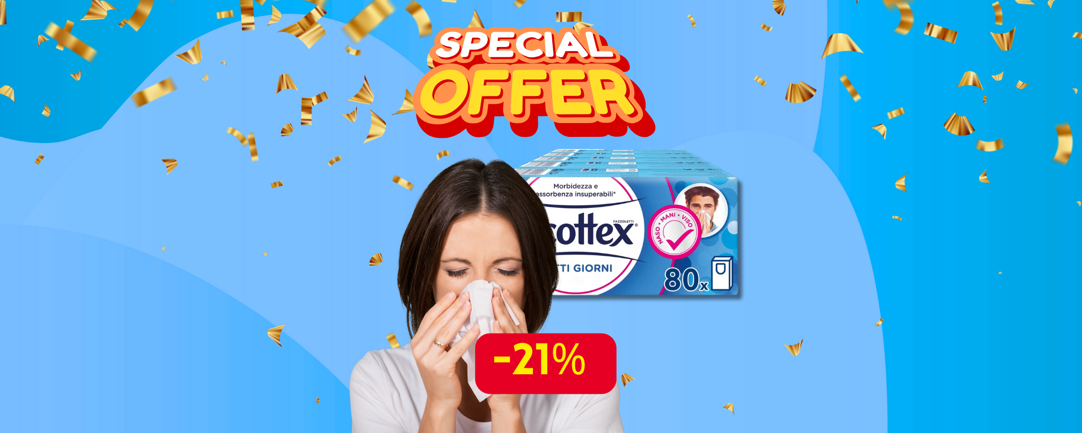 Combatti l'allergia con 80 PACCHI di fazzoletti Scottex in sconto del 21%