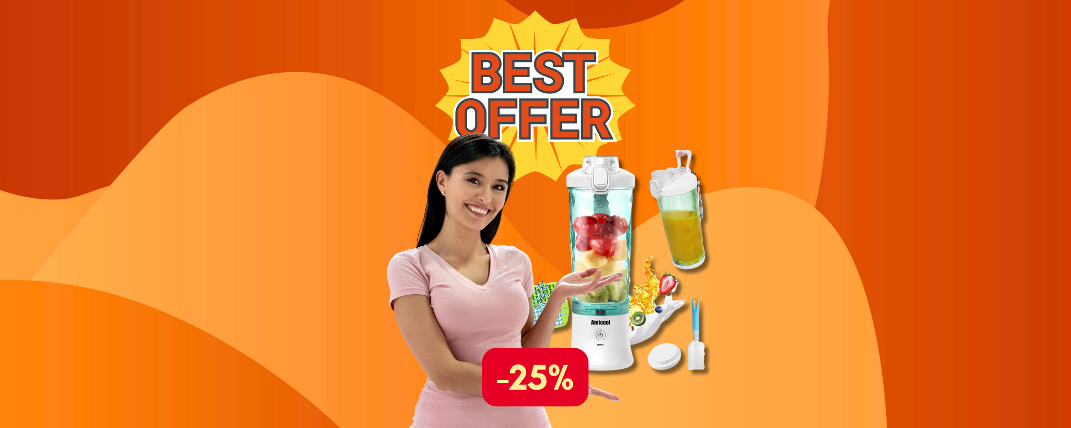 Mini frullatore perfetto per i tuoi smoothie in sconto del 25% su Amazon! Mini frullatore perfetto per i tuoi smoothie in sconto del 25% su Amazon!