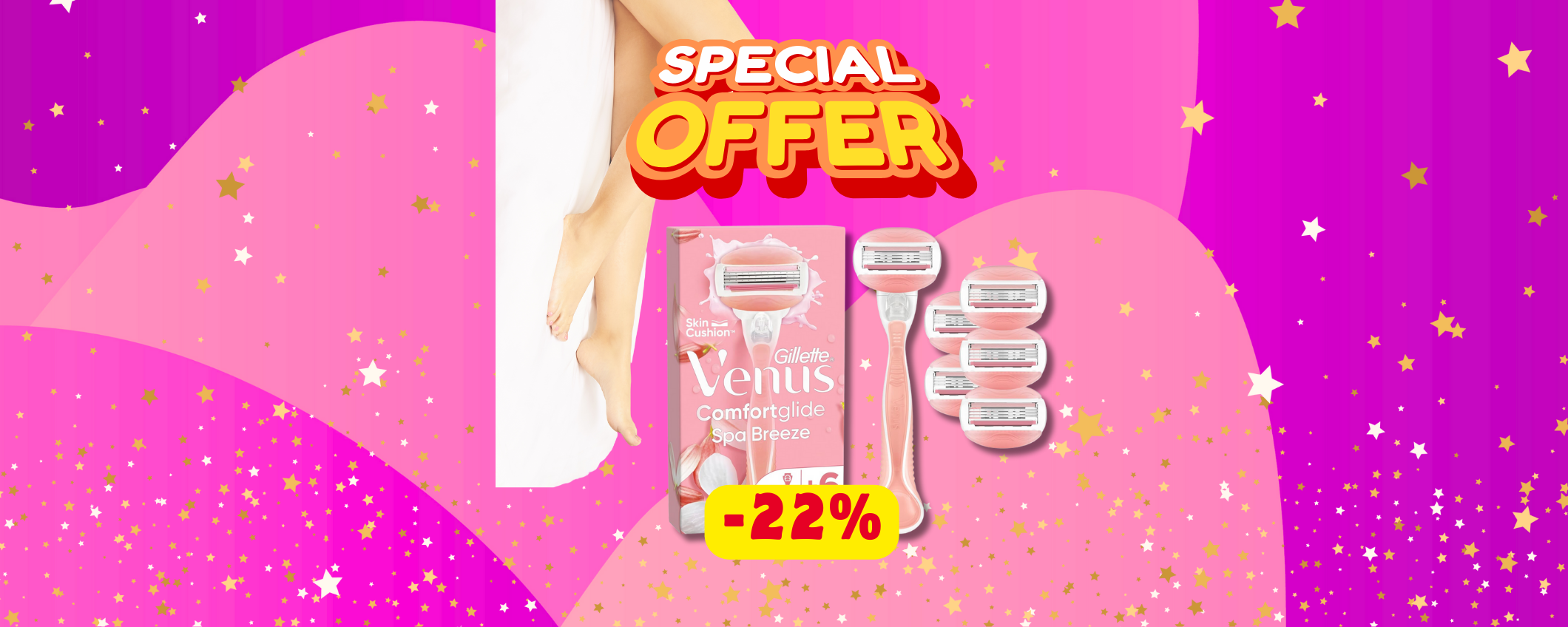 Gambe LISCE con ben 6 lamette Gillette Venus in sconto del 22% Gambe LISCE con ben 6 lamette Gillette Venus in sconto del 22%