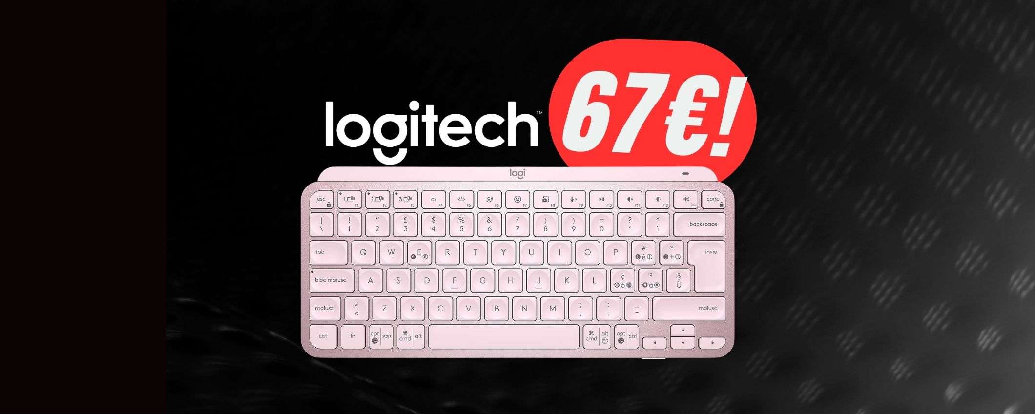 Rosa, wireless e illuminata: la TASTIERA Logitech scontata del -48% è perfetta!