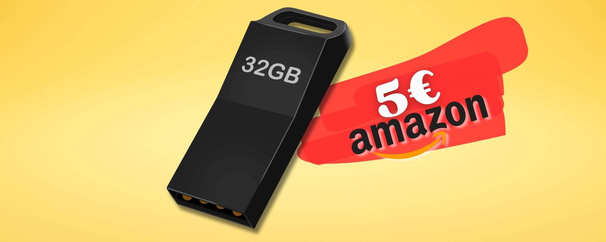 32GB di spazio su chiavetta USB compatta in metallo a soli 5€ 32GB di spazio su chiavetta USB compatta in metallo a soli 5€