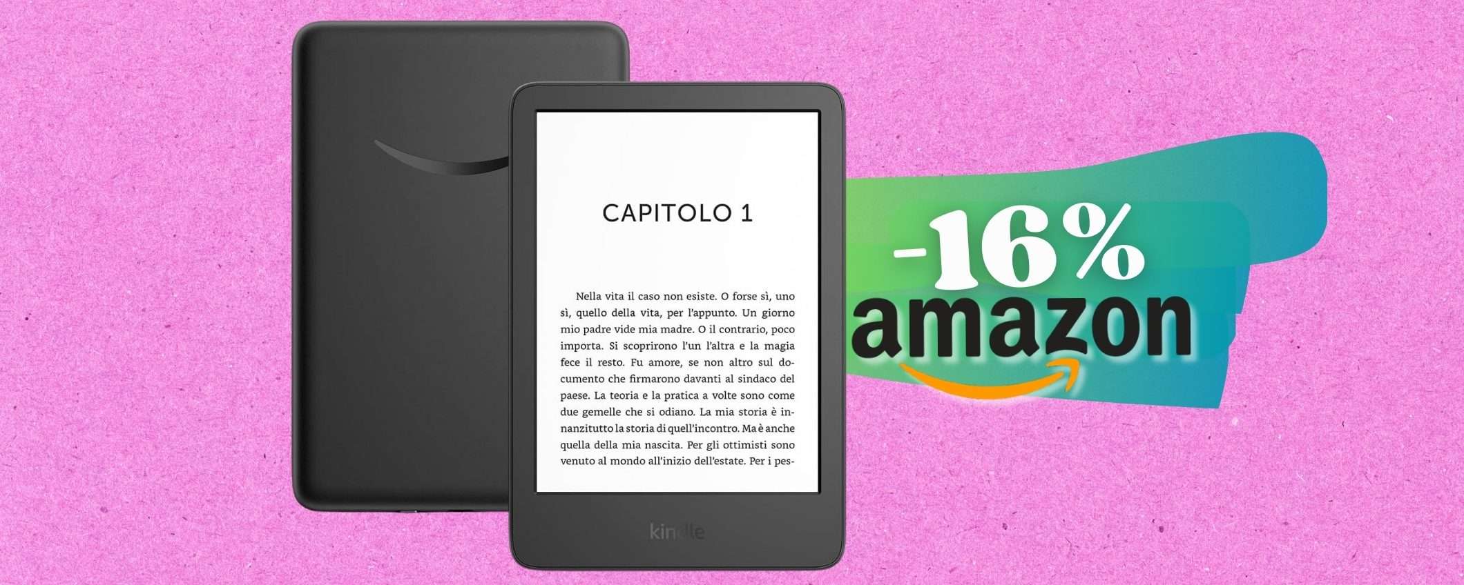 Kindle in mano e libri a più non posso: modello 2022 in sconto del 16%