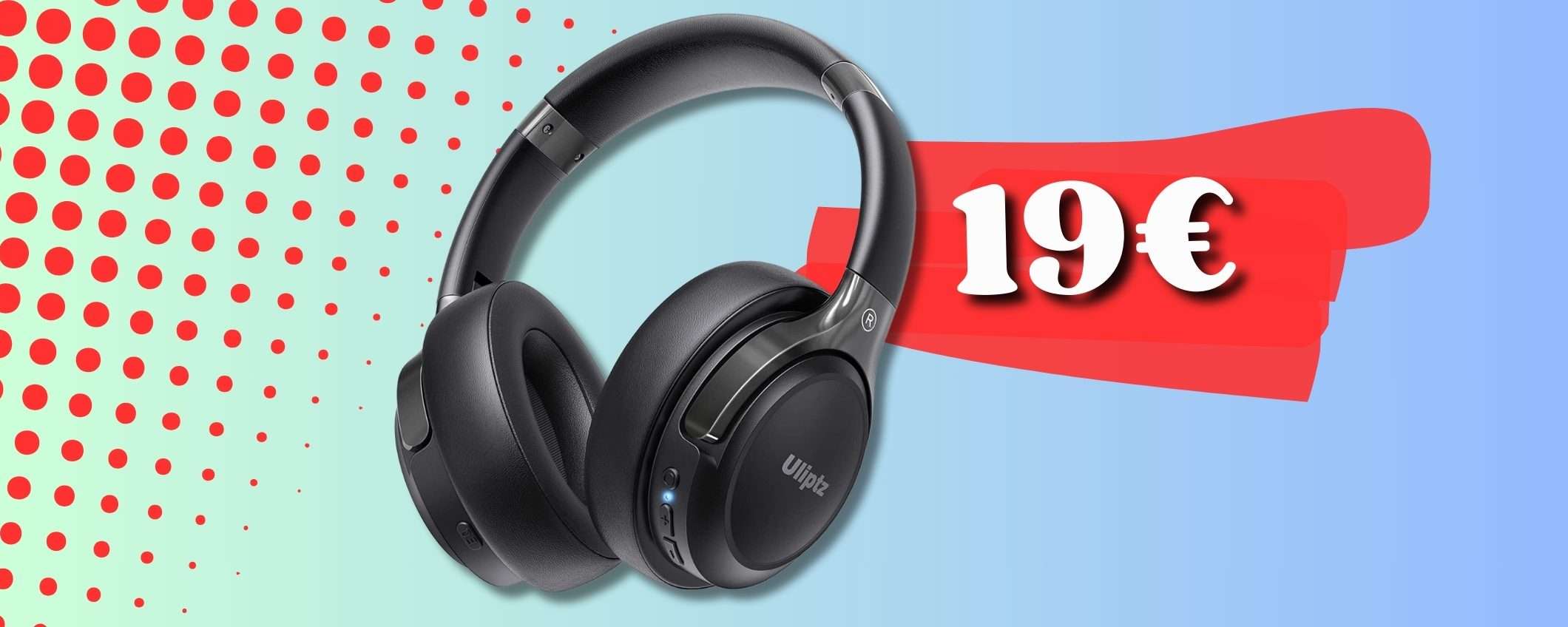 Musica per 65h con audio TOP e senza fili: cuffie Over Ear a 19€ SPAZIALI