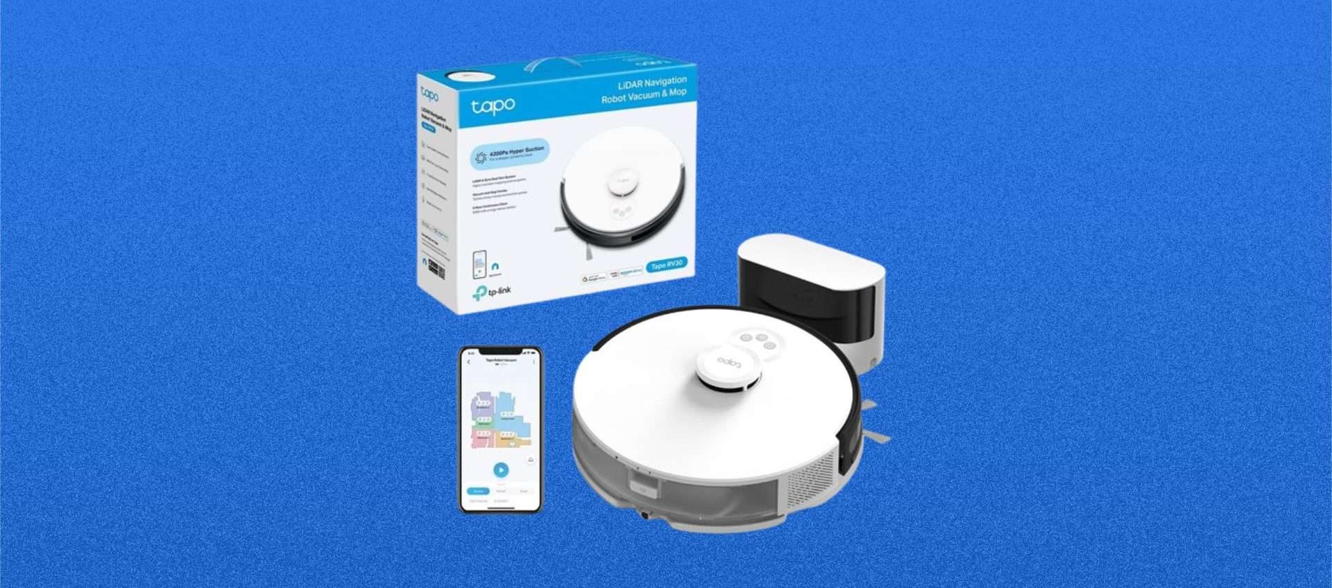 TP-Link Tapo RV30 in offerta: potente aspirazione e funzione lavapavimenti