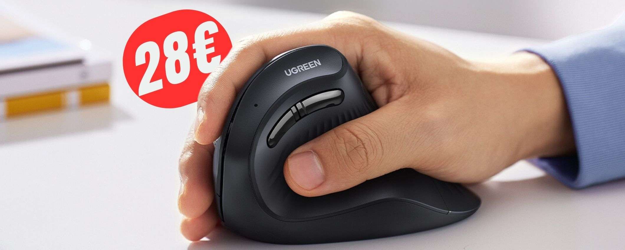 Lavora senza affaticare il braccio con il MOUSE verticale e senza fili! Lavora senza affaticare il braccio con il MOUSE verticale e senza fili!