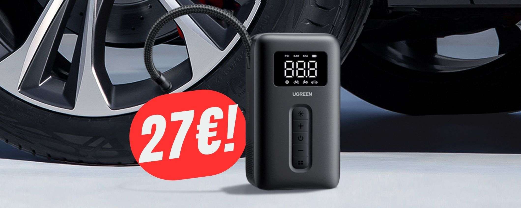 SCONTO+COUPON ti faranno prendere il compressore portatile a 22€ in meno!