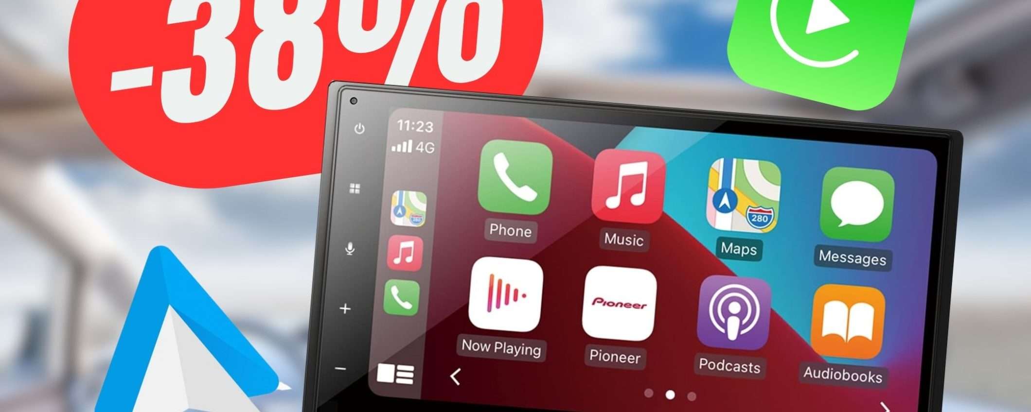 Lo stereo PIONEER con Apple CarPlay e Android Auto crolla al -38% in meno!
