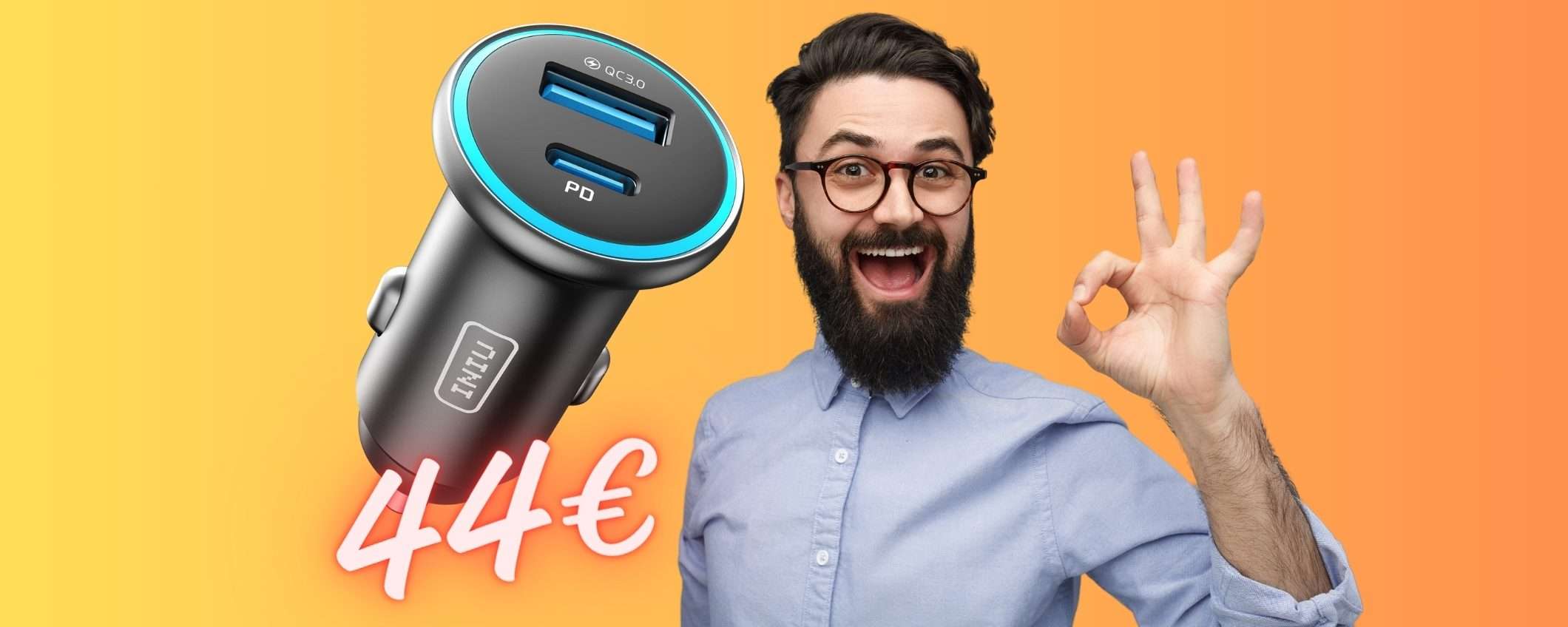 Caricabatteria per accendisigari auto da 66W e doppia uscita a soli 7€ Caricabatteria per accendisigari auto da 66W e doppia uscita a soli 7€