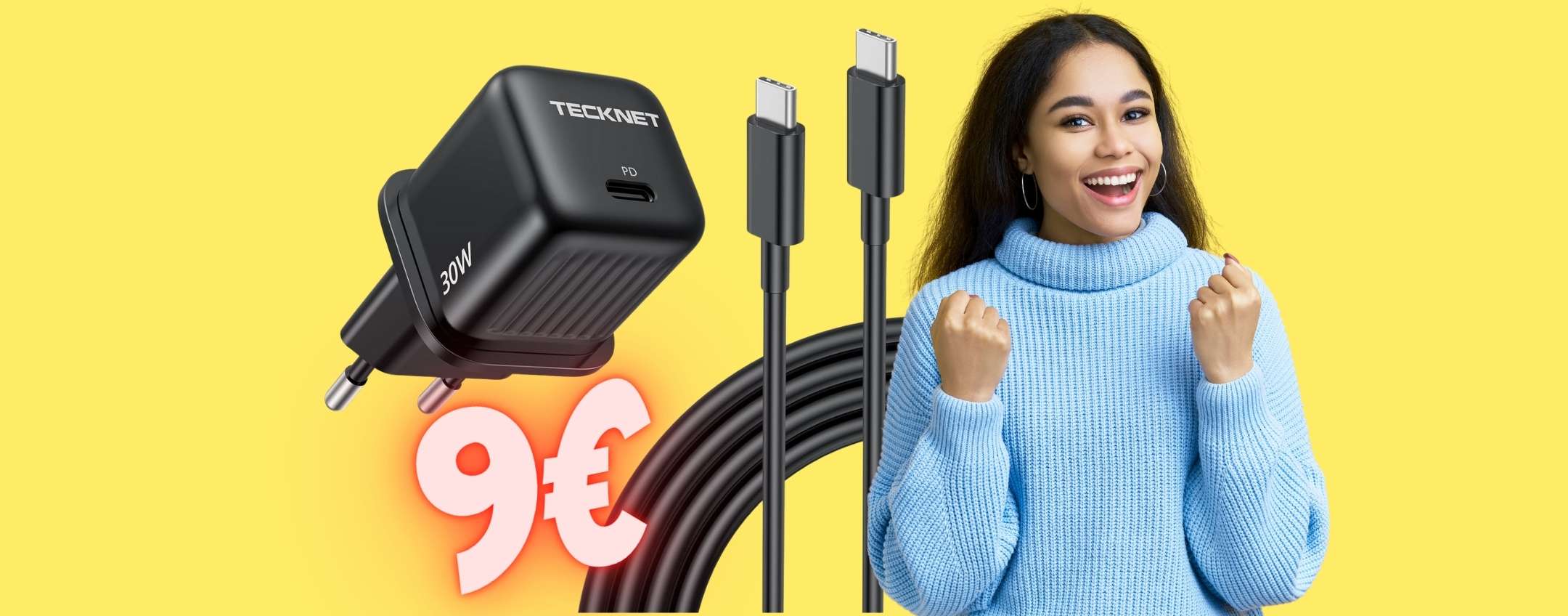 Caricatore USB Da Muro 20W Con Cavo USB-C Per Honor Pad 10 – Ricarica Rapida Power Delivery, 1 Metro, 3A, Adattatore Europeo