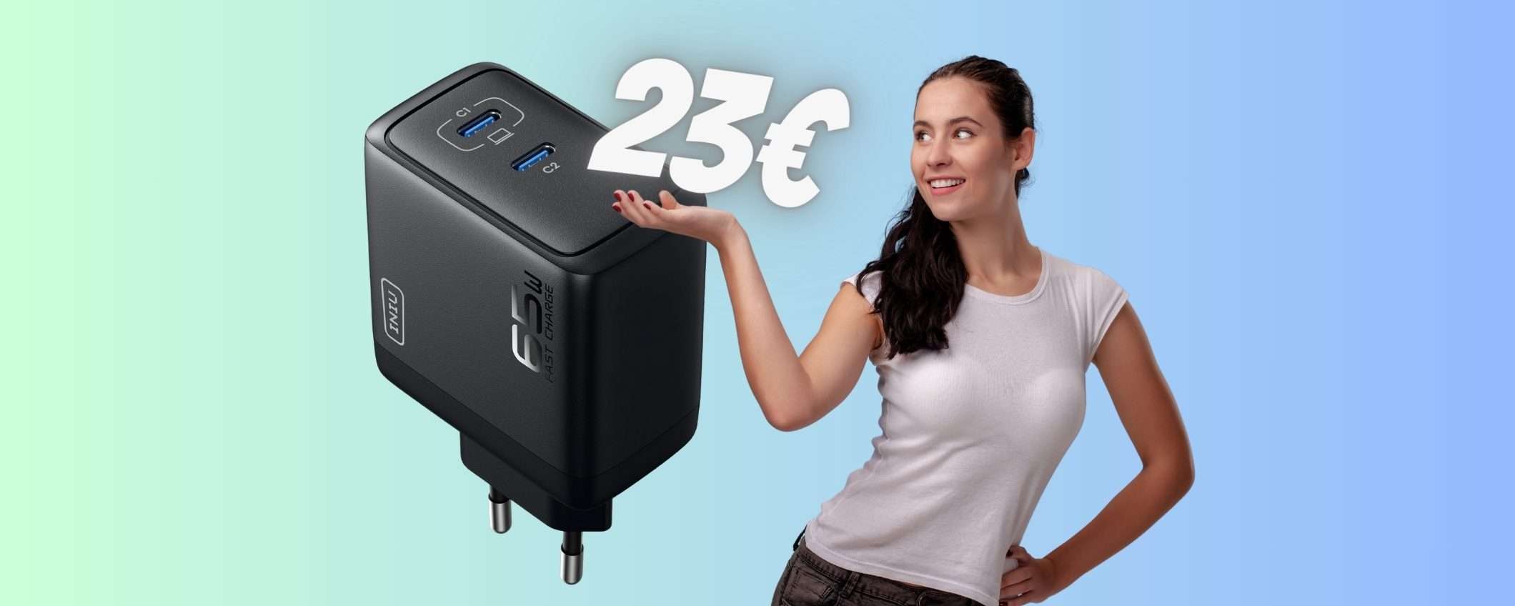 Caricatore USB da 65W e 2 uscite a soli 23€ con il DOPPIO SCONTO Caricatore USB da 65W e 2 uscite a soli 23€ con il DOPPIO SCONTO
