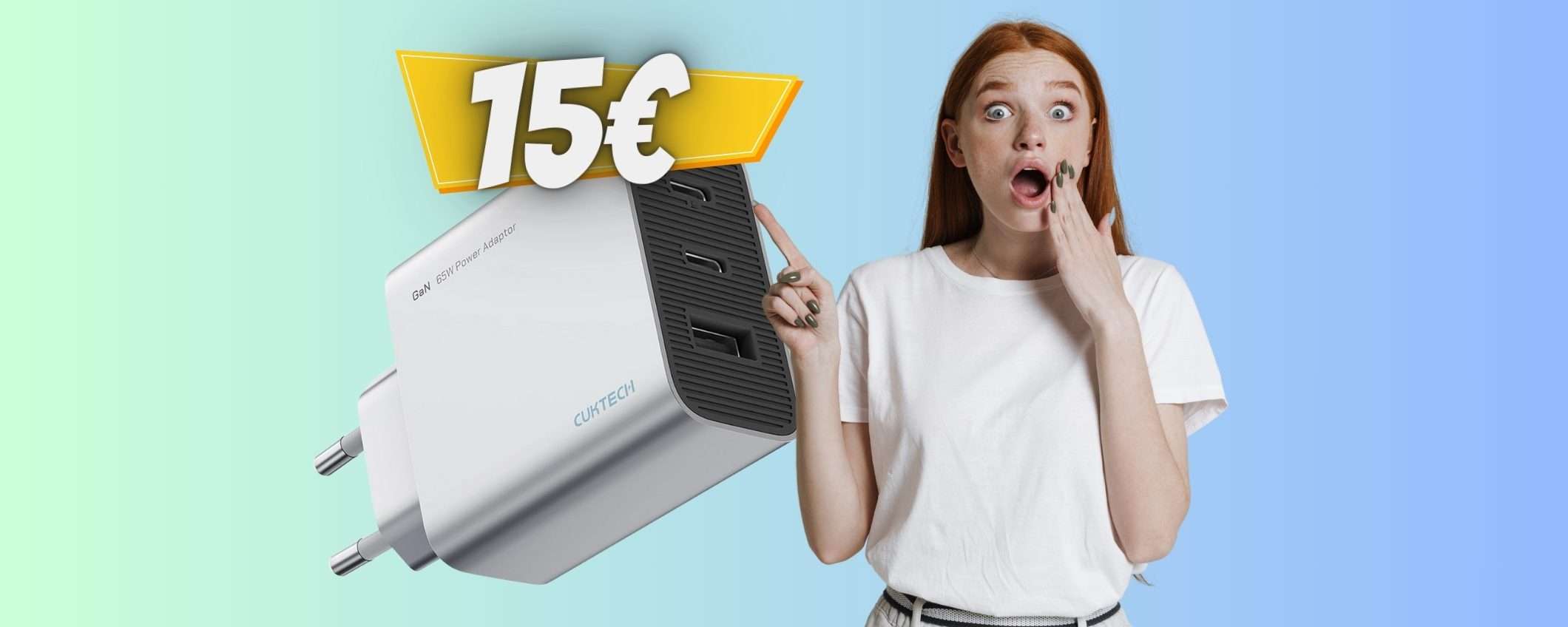 Caricatore USB-C da 65W, compatto e sicuro, ora è TUO a SOLI 15€ Caricatore USB-C da 65W, compatto e sicuro, ora è TUO a SOLI 15€