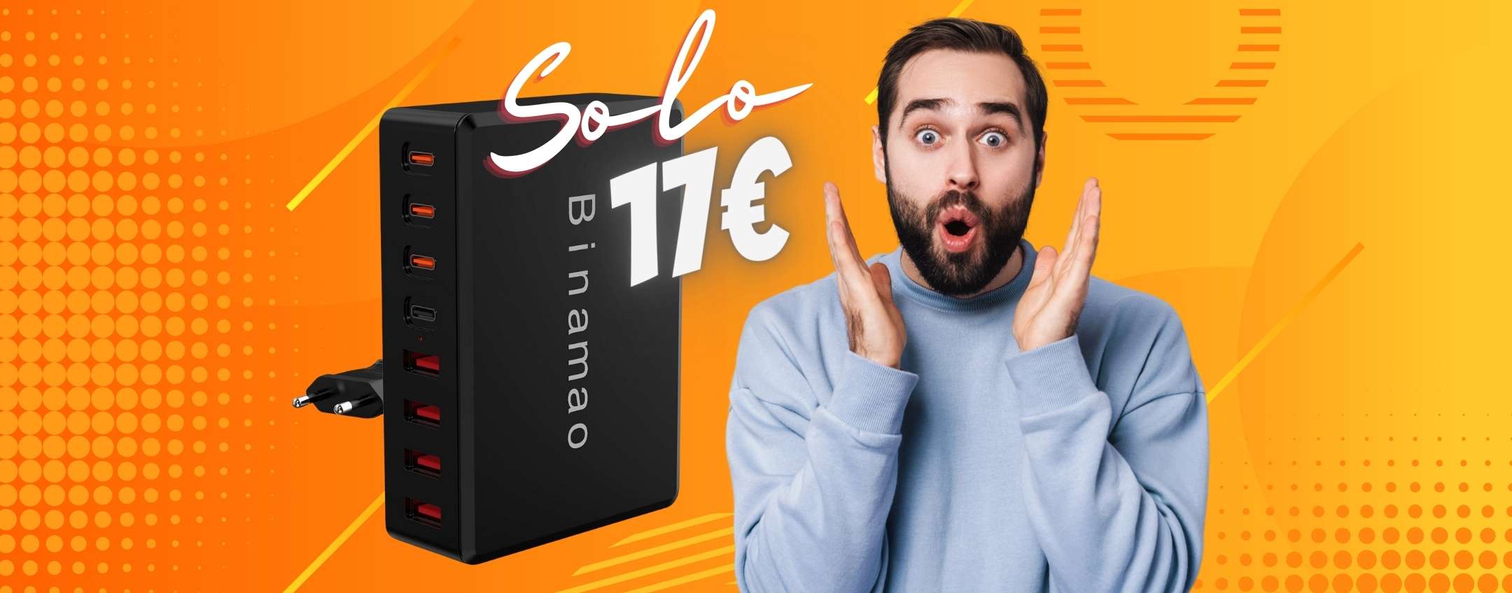 Caricatore rapido USB-C a 160W a PREZZO SHOCK con il doppio coupon Amazon