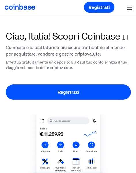 coinbase registrati