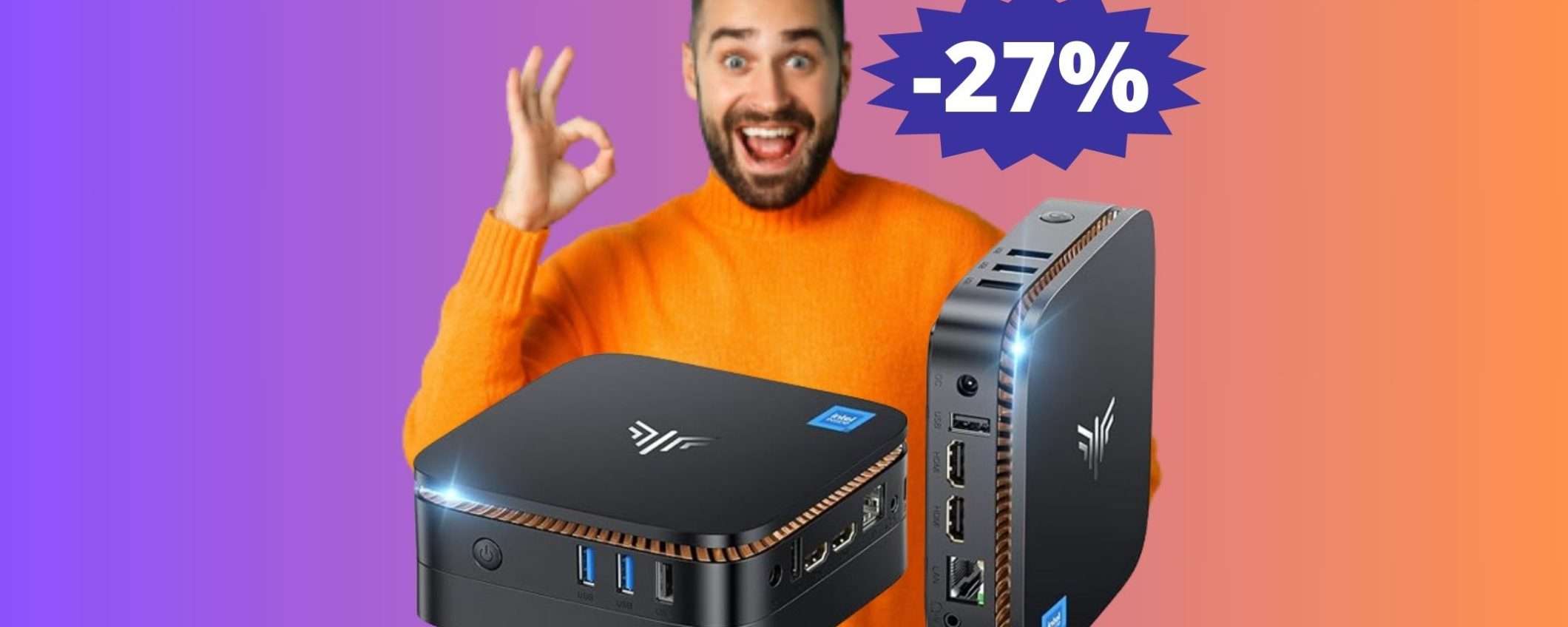 Mini PC NiPoGi AK1 Plus: sconto IMPERDIBILE del 27%