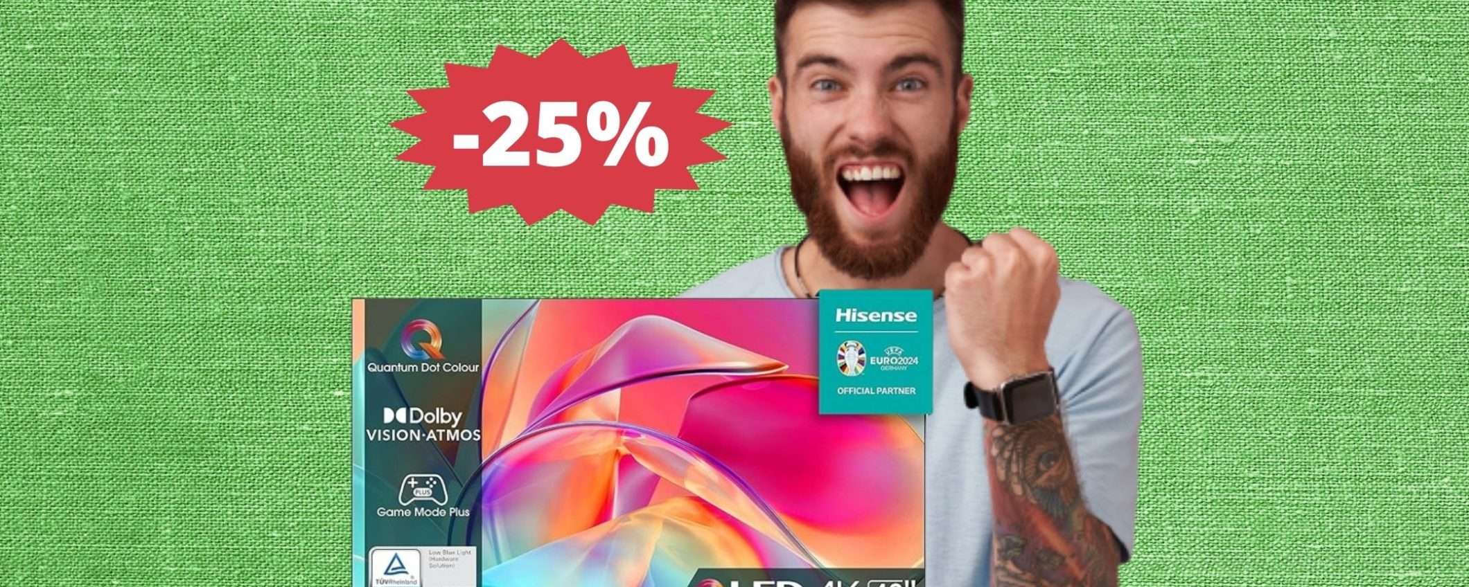 Smart TV Hisense QLED 4K: sconto ESCLUSIVO di 100 euro