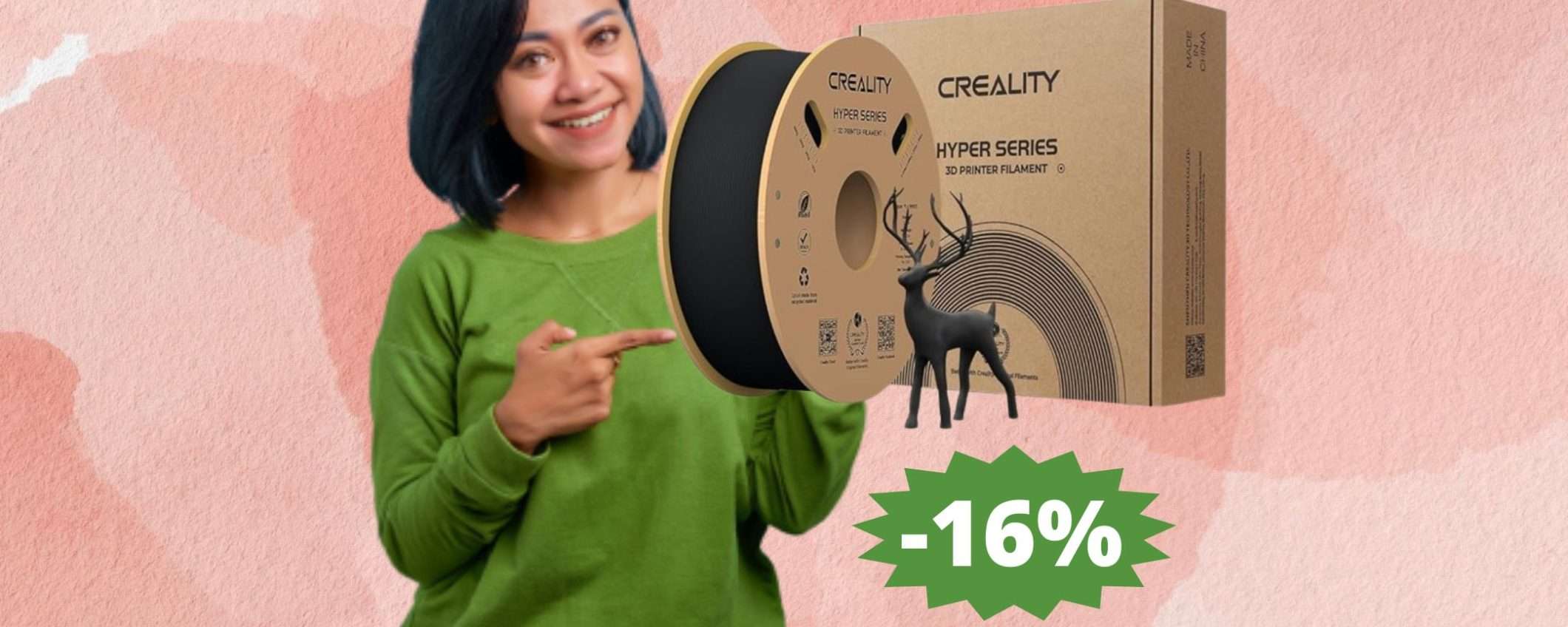 Filamento PLA nero Creality: ALTA qualità in SUPER sconto