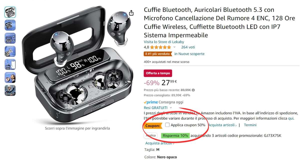 cuffiette-bluetooth-prezzo-bomba-amazon-13e-ancora-poco-coupon