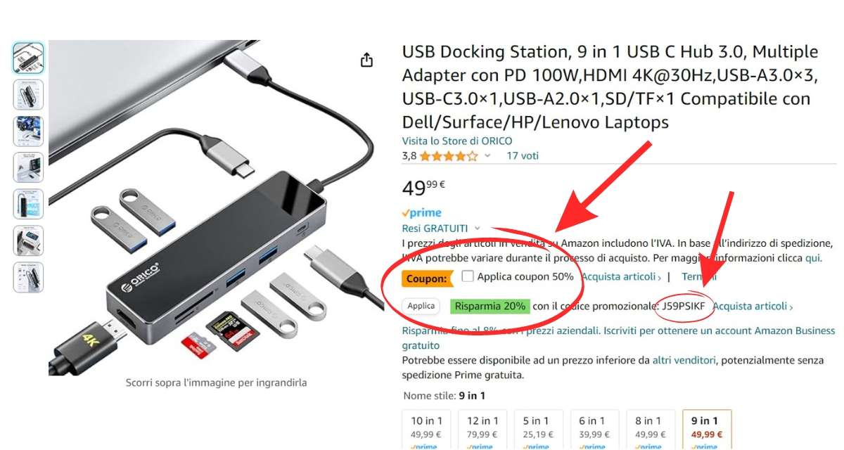 docking-station-9-in-1-prezzo-sgretolato-amazon-solo-14e-coupon