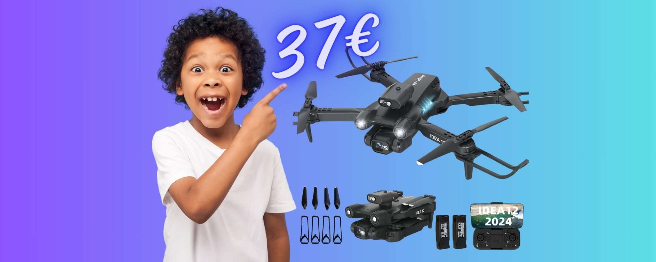Drone con telecamera: il REGALO PERFETTO costa niente, solo 37€