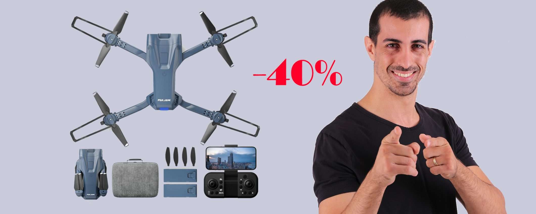 Drone pieghevole 4K al prezzo INCREDIBILE: sconto TOP del 40%