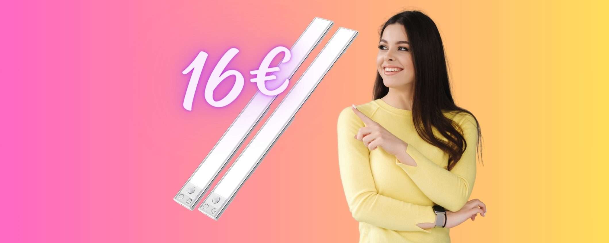 Due lampade LED con sensore per armadi, cassetti e pensili a SOLI 16€ Due lampade LED con sensore per armadi, cassetti e pensili a SOLI 16€