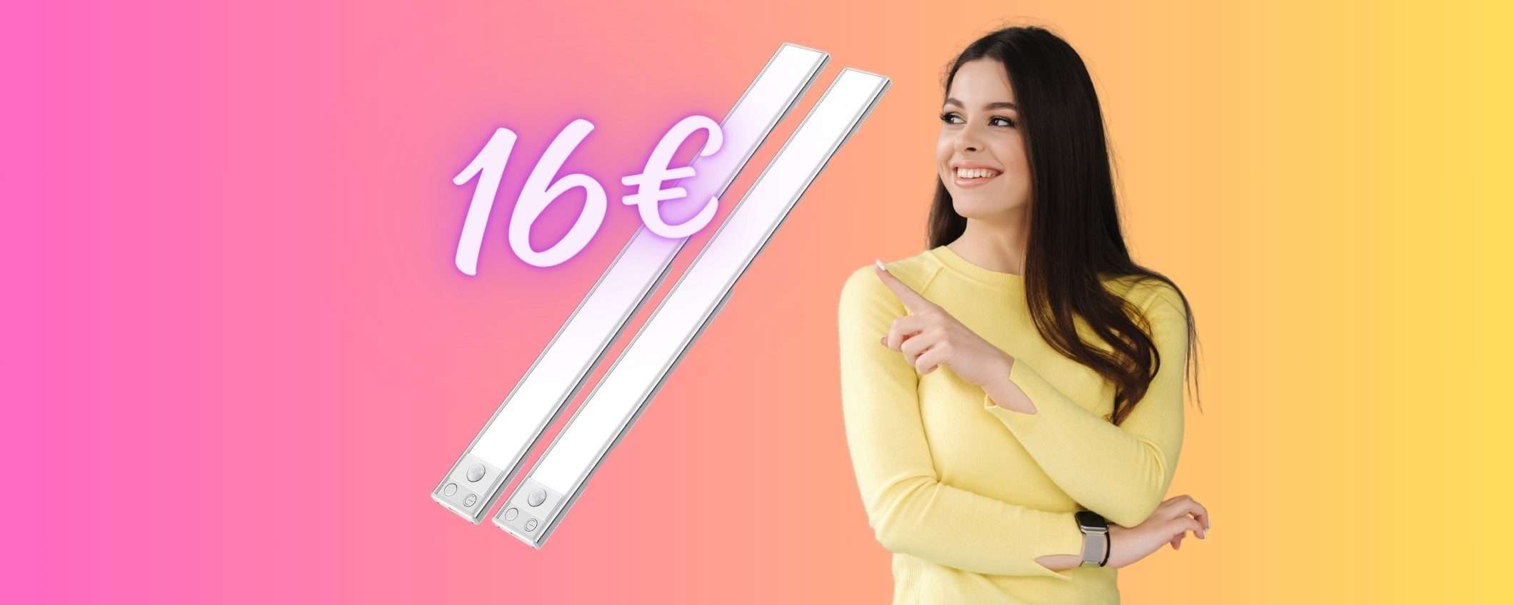 Due lampade LED con sensore per armadi, cassetti e pensili a SOLI 16€