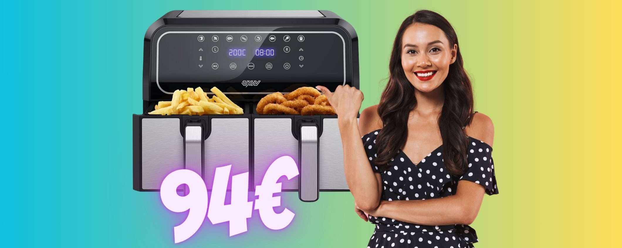 Friggitrice ad aria con doppio cestello a SOLI 94€: OFFERTA BOMBA Amazon Friggitrice ad aria con doppio cestello a SOLI 94€: OFFERTA BOMBA Amazon