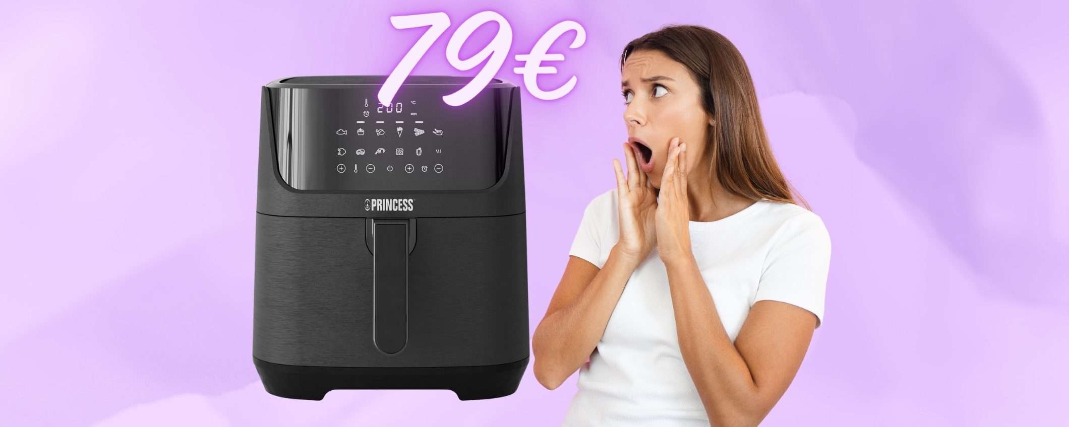 Friggitrice ad aria Princess da 6,5 litri e 12 programmi tua a SOLI 79€ Friggitrice ad aria Princess da 6,5 litri e 12 programmi tua a SOLI 79€