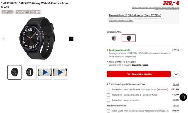 galaxy watch 6 classic 179 euro mediaworld