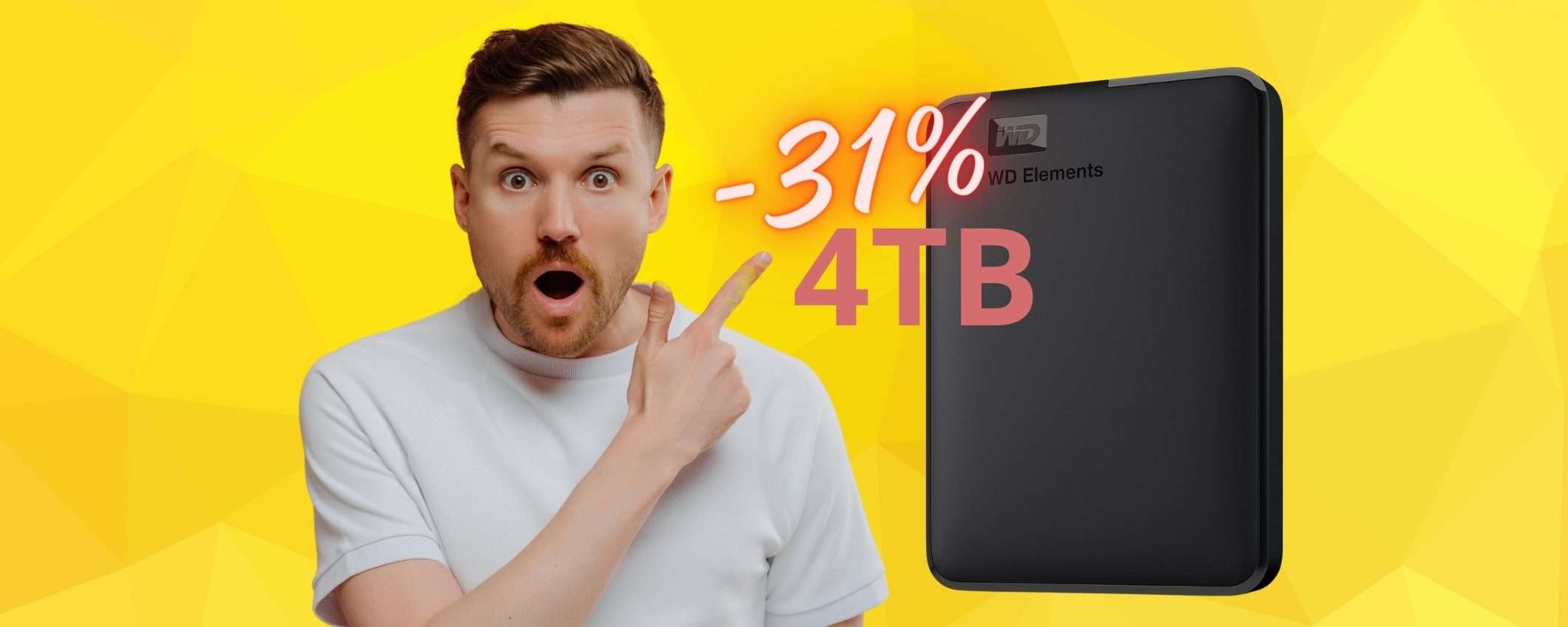 Hard Disk portatile da 4TB a PREZZO SHOCK solo su Amazon (-31%) Hard Disk portatile da 4TB a PREZZO SHOCK solo su Amazon (-31%)