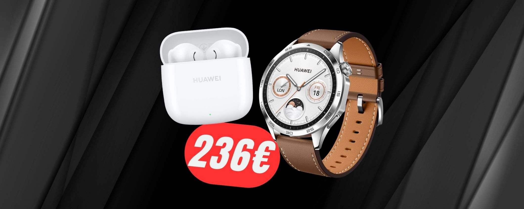 COMBO HUAWEI: smartwatch+auricolari wireless a soli 236€!