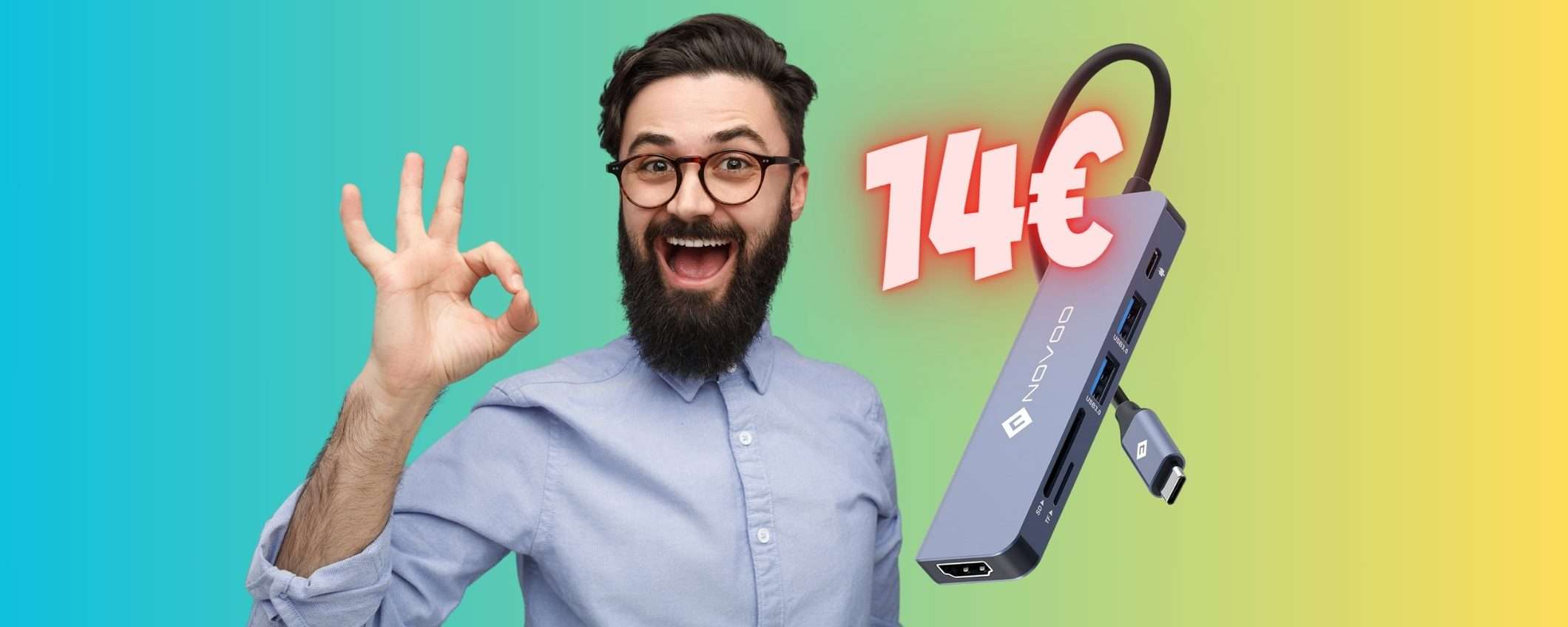 Hub USB 6 in 1 super COMPATTO e UTILISSIMO a soli 14€ su Amazon