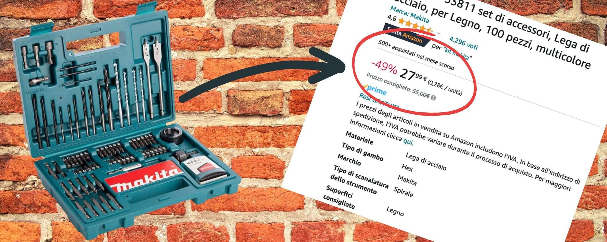 Makita: MEGA kit 100 in 1 a prezzo SHOCK su Amazon, sconto 49% (27€) Makita: MEGA kit 100 in 1 a prezzo SHOCK su Amazon, sconto 49% (27€)