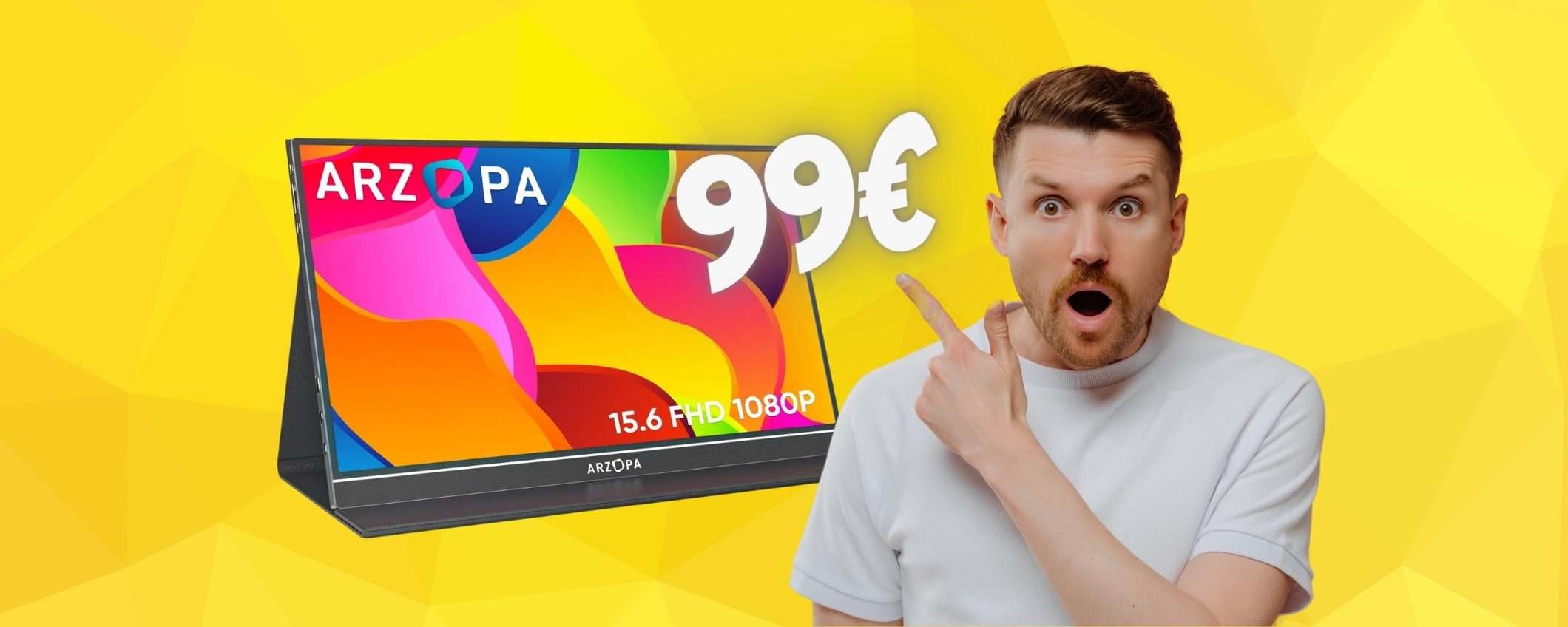 Il monitor portatile ARZOPA da 15,6 pollici CROLLA a 99€ su Amazon