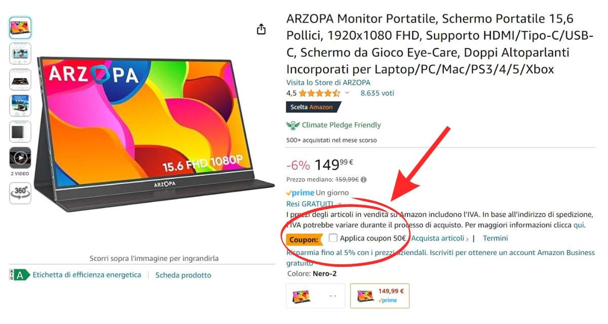 monitor-portatile-arzopa-15-6-pollici-crolla-99e-amazon-coupon
