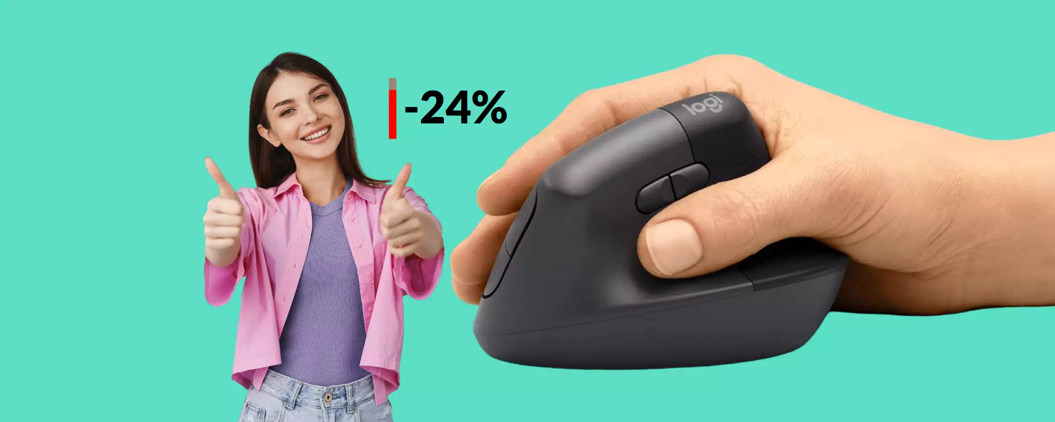 Mouse VERTICALE Logitech a soli 62€: MAI più polsi affaticati