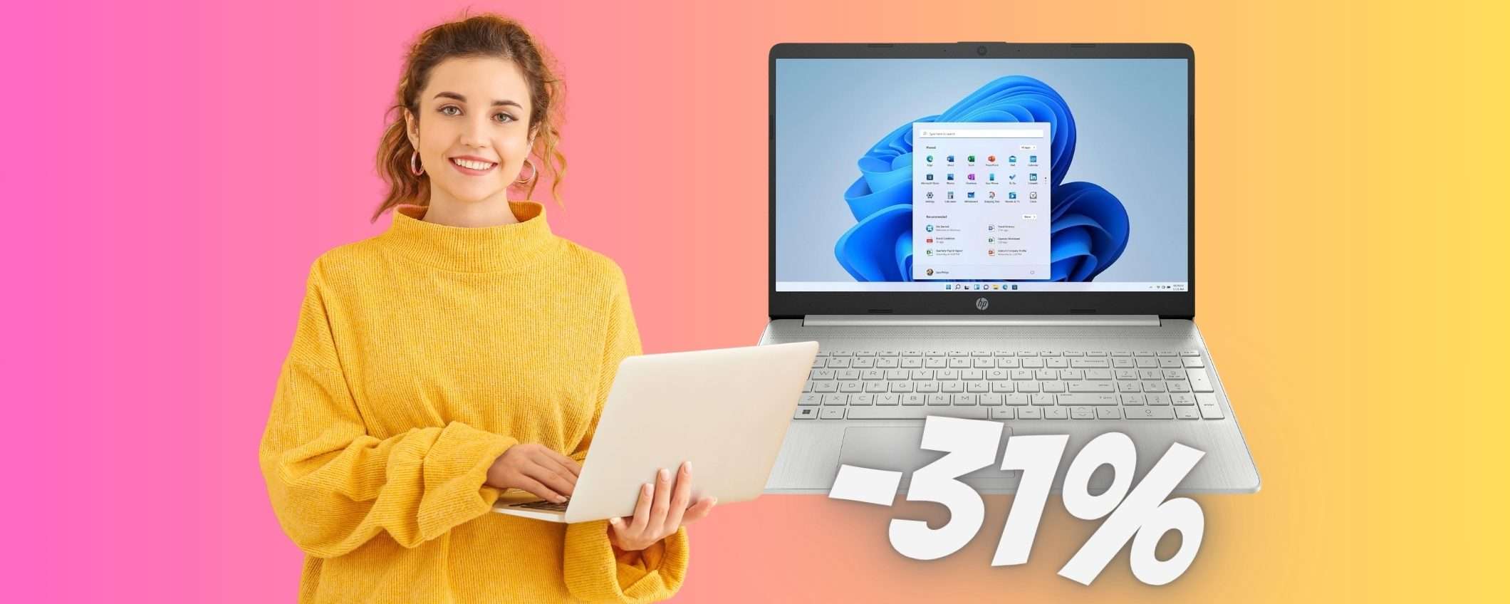 Notebook HP con Ryzen 3, 8GB RAM e SSD da 256GB a 180€ in MENO